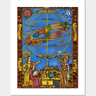 Claudius Ptolemy Astronomer and the Greek Goddess Astrologia with Armillary Sphere Posters and Art